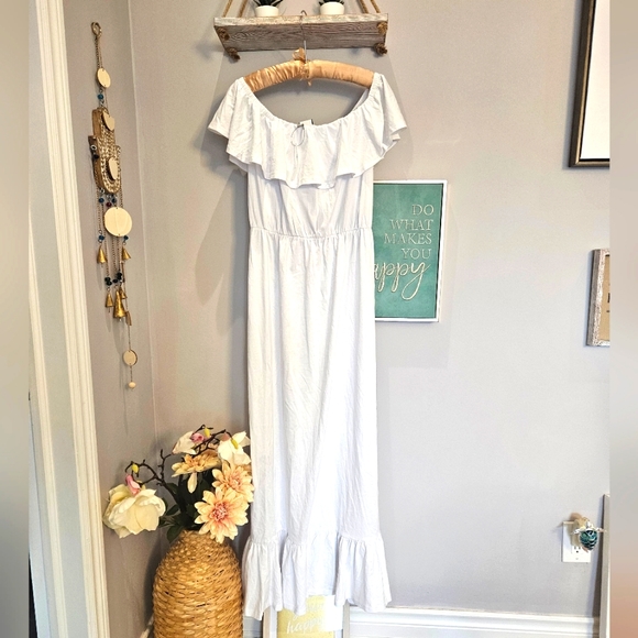 ASOS White ruffle maxi dress NWT - Picture 10 of 13